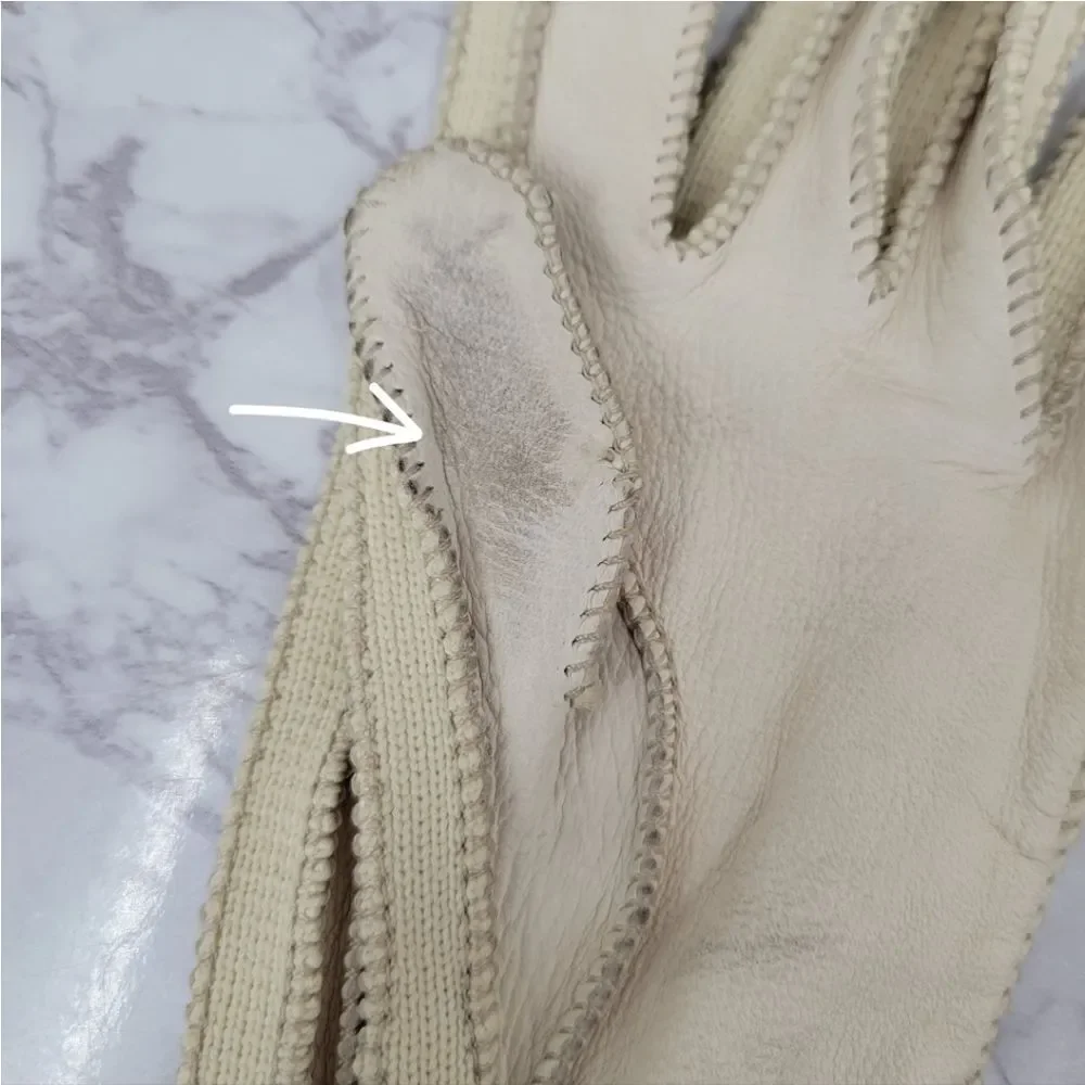 Vintage Deerskin Leather Bone Colored Leather Driving Gloves